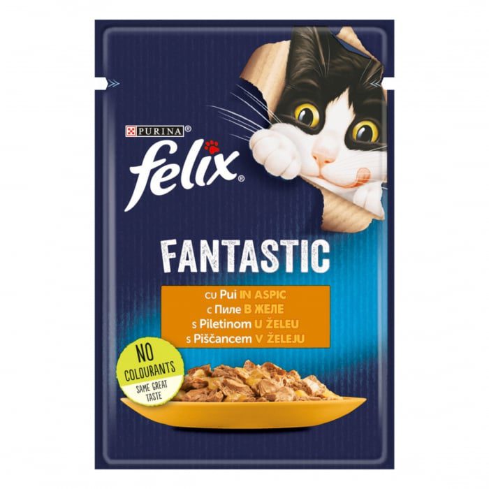 Felix Fantastic Hrana Umeda pentru Pisici cu Pui 4% in Aspic 85g