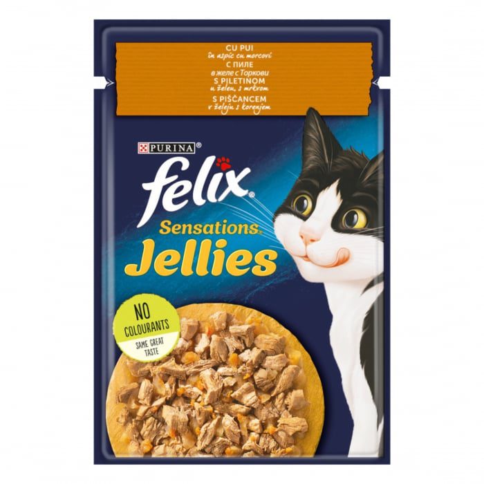 Felix Sensations Jellies pui si morcovi in aspic 85g delicioase si racoritoare