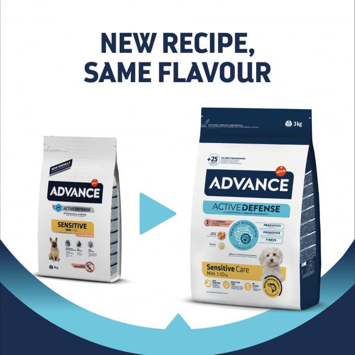 Advance Dog Mini Sensitive Adult Somon Orez 7kg Hrana Superpremium Talie Mica