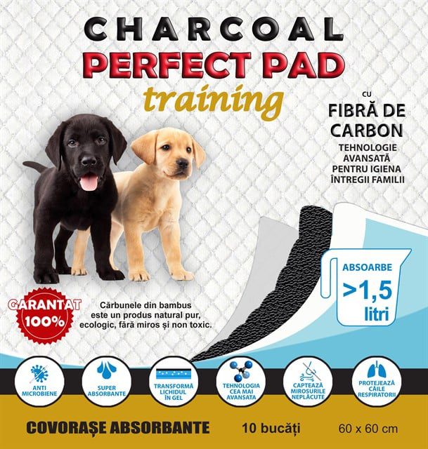 Covorase Charcoal Perfect Pad cu fibra de carbon 60x60cm 10 buc