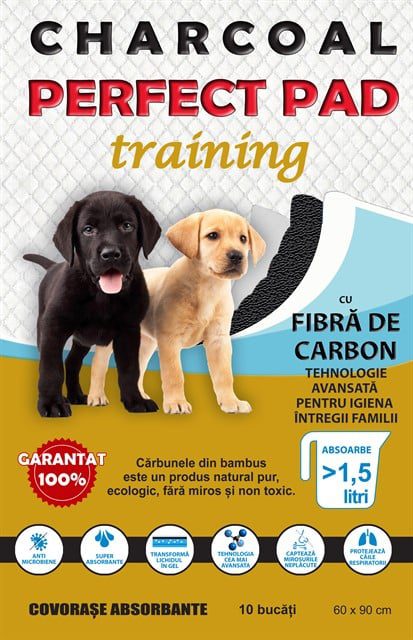 Covorase absorbante antibacteriene Charcoal Perfect Pad 90x60cm 10Buc
