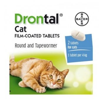 Drontal Cat Antiparazitar Pisici 2 Tablete Viermi Segmentari si Rotunzi