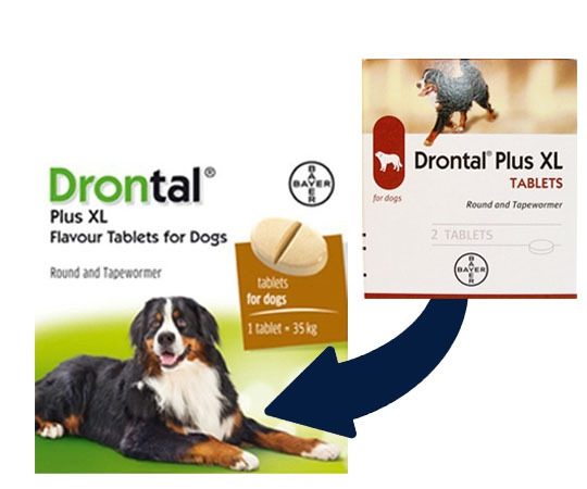 Drontal Plus XL 2 Tablete Antiparazitar Caini Tenie Ascarizi Toxocara
