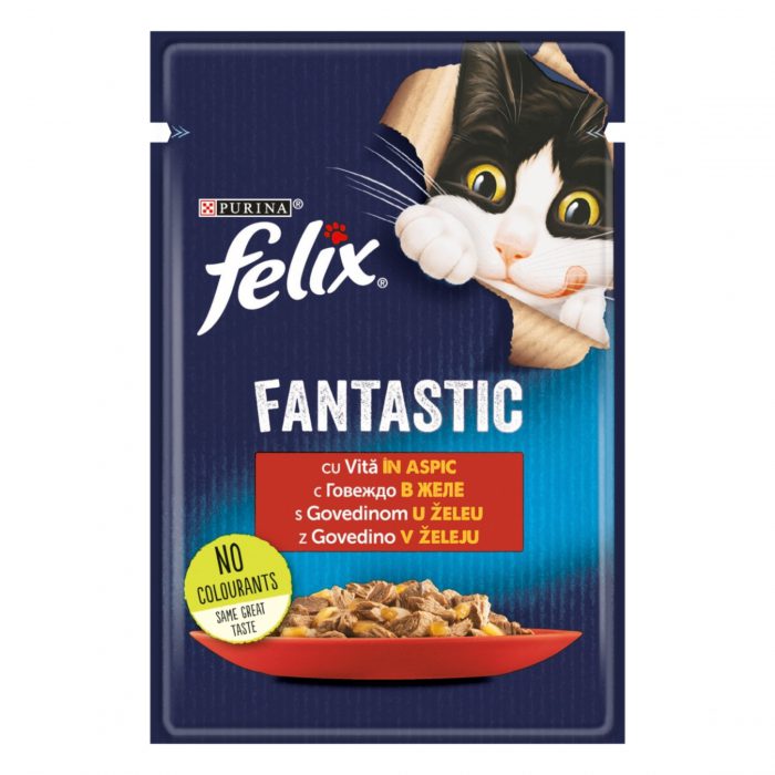 Felix Fantastic Hrana Umeda Aspic de Vita pentru Pisici 85g