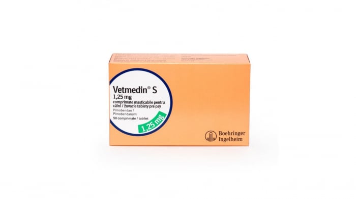 Vetmedin 1.25 MG 50 tablete masticabile pentru caini cu insuficienta cardiaca
