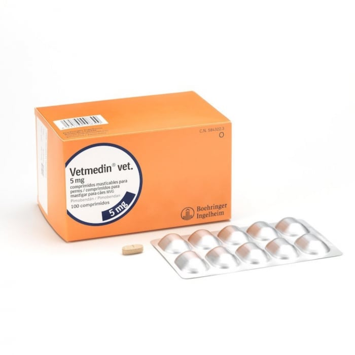 Vetmedin 5 mg 100 Tablete Masticabile Suport Cardiac pentru Caini cu Insuficienta